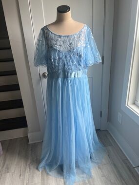 Girls Blue Tulle Party Dress with Embellished Bodice